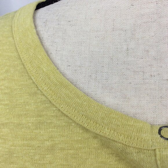 Aerie Henley Top Womens Size XXL 2XL Yellow Linen Blend Long Sleeve Aeropostale - Picture 7 of 12
